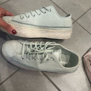 Mint green platform converse shoes 8